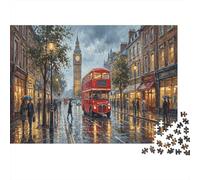 Big BenRompecabezas DIY 1000 Piezas Cartón Grueso Autobús Rojo de Dos Pisos Actividad Cerebral Anzianos, Actividad Indoor, Amantes De Puzzles 70x50cm/1000pcs