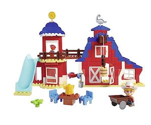 BIG-Bloxx Dino Ranch Clubhaus - Set de Juego XXL (168 Bloques de construcción) para casa de Club Grande con Varios Pisos, Figura de Dinosaurio y Accesorios para niños de 18 Meses a 5 años