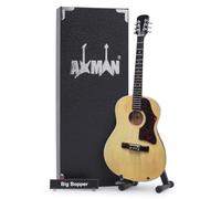 Big Bopper - Guitarra acústica jumbo con acabado natural, réplica de guitarra en miniatura, regalos musicales, escala 1/4 ornamental hecha a mano, incluye una caja de exhibición, etiqueta de nombre y