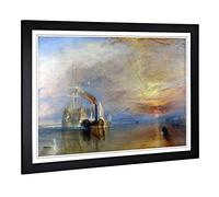 Big Box Art - Cuadro enmarcado de Joseph Mallord William Turner The Fighting Temeraire Design | Cuadro de pared | Decoración del hogar para cocina, sala de estar, dormitorio, oficina, negro, A2, 62 x 45 cm