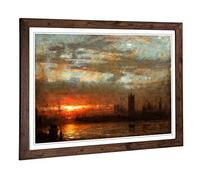 Big Box Art - Cuadro enmarcado de Joseph Mallord William Turner Westminster Sunset Design | Cuadro de pared | Decoración del hogar para cocina, sala de estar, dormitorio, oficina, nogal, A2/62 x 45 cm