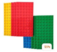 Big Briks - Pack de 12 Bases para Construir - Compatible con Todas Las Grandes Marcas - Tacos Grandes - 19,05 x 9,53 cm - Amarillo
