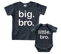 Big bro Little bro - Camisas para hermano mayor, camisa de hermano pequeño, trajes a juego para niños, Negro (Charcoal Black), Kids (3Y) / Baby (0-3M)