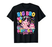 Big Bro of The Birthday Girl Cute Axolotl Family Party Camiseta