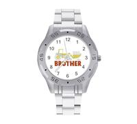 Big Brother Excavator - Reloj analógico de cuarzo para hombre, correa de acero inoxidable, reloj de pulsera de negocios