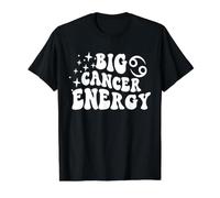 Big Cancer Energy x Cáncer Zodiac Retro Camiseta gráfica económica, Hombre, Negro, M