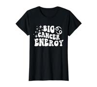 Big Cancer Energy x Cáncer Zodiac Retro Camiseta gráfica económica, Mujer, Negro, L