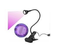 Big Chip Black LED UV Lamp with Gooseneck and Clamp for UV Gel Nail Curing, Cell Phone Repair - 395nm, 5V USB Input