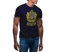 Big Coat of Arms Independent Ukraine Fight Camiseta Azul Marino para Hombre Size L