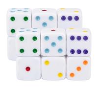 Big Dice, Paquete de 12 Dados Grandes, 25 mm Jumbo con Base Blanca y Punto Colorido para una fácil Lectura, Juegos de Mesa, enseñanza de matemáticas, Elementos Esenciales para la Noche de Juegos, Jum