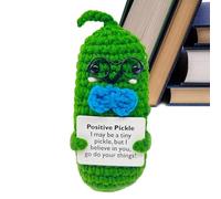 Big Dill Häkel Cuckle - Pickle de apoyo emocional, costura exuberante divertida con mensaje positivo | Figura de pepino de muñecas hechas a mano, reducción de espinillas, idea reg
