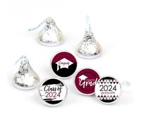 Big Dot of Happiness 2024 Maroon Graduation Party Round Candy Sticker Favors - Labels Fit Chocolate Candy (1 Sheet of 108)