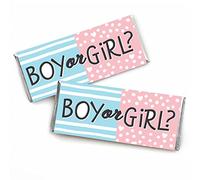 Big Dot of Happiness Baby Gender Reveal - Candy Bar Wrapper Team Boy o Girl Party Favors - Juego de 24
