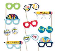 Big Dot of Happiness Back to School Glasses - Paper Card Stock First Day of School Classroom Decorations Photo Booth Props Kit - 10 Count