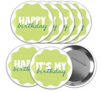 Big Dot of Happiness Big Dot of Happiness - Botones ondulados de cumpleaños, insignia de fiesta de cumpleaños de 3 pulgadas, decoración de fiesta portátil, botones pinback, juego de 8, Pack of 8