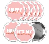 Big Dot of Happiness Big Dot of Happiness - Botones ondulados de cumpleaños, insignia de fiesta de cumpleaños de 3 pulgadas, decoración de fiesta portátil, botones pinback, juego de 8, Pack of 8