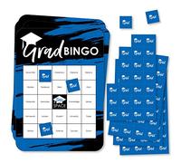 Big Dot of Happiness Blue Grad - Best is Yet to Come - Tarjetas y marcadores de bingo - Juego de bingo azul real con forma de fiesta de graduación - Juego de 18