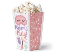 Big Dot of Happiness Cajas de palomitas de maíz para fiestas de pijamas, fiestas de pijamas, cajas de palomitas de maíz para fiestas de pijamas para niñas, juego de 12