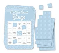 Big Dot of Happiness Champagne Elegantly Simple - Find the Guest Bingo Tarjetas y marcadores - Juego de 18 tarjetas de bingo para bodas y despedidas de soltera, color azul