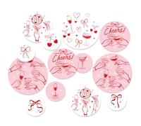 Big Dot of Happiness Drinks with the Girls - Confeti grande, despedida de soltera rosa y rojo, fiesta de cumpleaños, cóctel, día de galentina, decoraciones de mesa de despedida de soltera, círculos