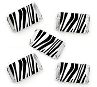 Big Dot of Happiness Estampado de cebra - Mini Candy Bar Wrapper Pegatinas - Safari Party pequeños recuerdos - 40 unidades