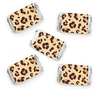 Big Dot of Happiness Estampado de leopardo - Mini Candy Bar Wrapper Pegatinas - Cheetah Party pequeños favores - 40 unidades
