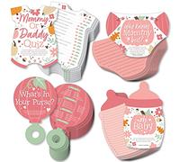 Big Dot of Happiness Girl Little Pumpkin - 4 juegos de baby shower de otoño - 10 tarjetas cada uno - Who Knows Mommy Best, Mommy or Daddy Quiz, What in Your Purse and Oh Baby - Paquete Gamerific