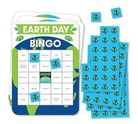 Big Dot of Happiness Happy Earth Day - Tarjetas y marcadores de bingo - Juego de bingo con forma de fiesta de salvar el planeta - Juego de 18