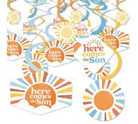 Big Dot of Happiness Here Comes The Son - Remolinos de decoración para fiestas de niños, decoración colgante de baby shower, juego de 40
