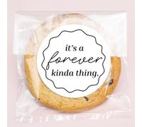 Big Dot of Happiness It's a Forever Kinda Thing - Calcomanías y bolsas transparentes para galletas, bolsas de celofán de 4.25 x 7 pulgadas, despedida de soltera, regalos de fiesta de boda, dulces o