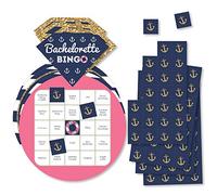 Big Dot of Happiness Last Sail Before the Veil - Juego de bingo en forma de barra y marcadores - Juego de bingo náutico de despedida de soltera y ducha de novia - Juego de 18