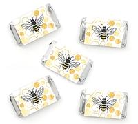 Big Dot of Happiness Little Bumblebee - Mini Candy Bar Wrapper Stickers - Bee Baby Shower o fiesta de cumpleaños pequeños - 40 unidades