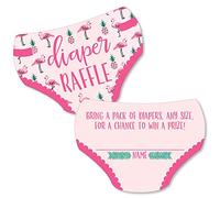 Big Dot of Happiness Pink Flamingo - Party Like a Pineapple - Insertos de boletos de rifa en forma de pañal - Actividades tropicales de verano para baby shower - Juego de rifa de pañales - Juego de 24