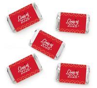 Big Dot of Happiness Red Grad - Best is Yet to Come - Mini calcomanías de envoltura de barra de caramelos - 2022 rojo fiesta de graduación pequeños recuerdos - 40 unidades