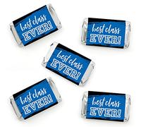 Big Dot of Happiness Reunited Blue - Mini Candy Bar Wrapper Pegatinas - Royal Blue School Class Reunion Party pequeños recuerdos - 40 unidades