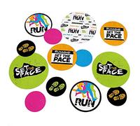 Big Dot of Happiness Set the Pace - Running - Confeti circular gigante para fiesta de pista - Decoraciones de fiesta de campo traviesa o maratón - Confeti grande 27 unidades