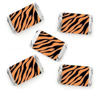 Big Dot of Happiness Tiger Print - Mini pegatinas de envoltura de barra de caramelo - Fiesta de la selva pequeños recuerdos - 40 unidades