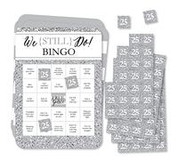 Big Dot of Happiness We Still Do - 25 aniversario de boda - Find the Guest Bingo Tarjetas y marcadores - Juego de bingo de fiesta de aniversario - Juego de 18