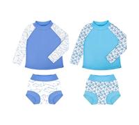 BIG ELEPHANT - Conjunto de 2 pañales antierupciones para Nadar Unisex para bebés, niños y niñas, Traje de baño de Manga Larga con protección Solar UPF 50+