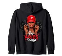 Big Energy Aries Zodiac Afro Women Red Cap Black Girl Women Sudadera con Capucha