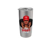 Big Energy Aries Zodiac Afro Women Red Cap Black Girl Women Vaso térmico de acero inoxidable de doble pared
