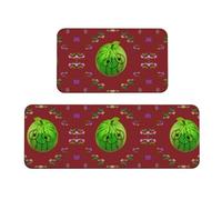 Big Eye - Juego de 2 tapetes de cocina con diseño de sandía, cómodos con diseño de fregadero de granja, decoración ideal para el hogar, alfombras de lavandería de pie