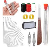 Big Eye - Juego de agujas de coser de acero inoxidable 2025 para coser a mano, 38 piezas de agujas de acero con ojo grande, agujas largas y delgadas hechas a mano para coser