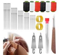 Big Eye - Juego de agujas de coser de acero inoxidable de 37 piezas para coser a mano, gran ojo de ojo grande, agujas largas y finas hechas a mano, agujas de coser y coser para principiantes (D)