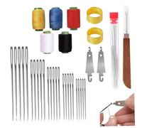 Big Eye Kit de agujas de coser de acero, 36 piezas de agujas de coser a mano de acero inoxidable con enhebrador de aguja, dedal y carretes de hilo para adultos