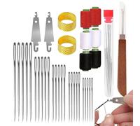 Big Eye Kit de agujas de coser de acero de 37 piezas, juego de agujas de coser a mano de acero inoxidable con carretes de hilo de dedal enhebrador