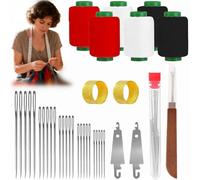 Big Eye Steel Needle Set, Beginner's Needlework Sewing Kit, incluye 25 agujas de acero, 3/6 carretes de hilo, extractor de costuras, 2 agujas (37 unidades)