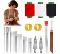 Big Eye Steel Needle Set, Beginner's Needlework Sewing Kit, incluye 25 agujas de acero, 3/6 carretes de hilo, extractor de costuras, 2 agujas (34 unidades)