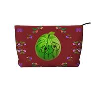 Big Eye Watermelon - Bolsa de maquillaje de pana versátil con cremallera para uso diario y organizador de capacidad de viaje, Black, Talla única