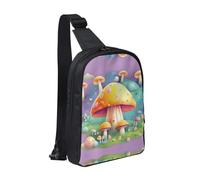 Big Eye Watermelon - Bolsa de pecho con doble bolsillo, perfecta para conciertos, deportes, viajes, ciclismo y senderismo, mochila cruzada, Fantasy Dream Mushroom, Talla única